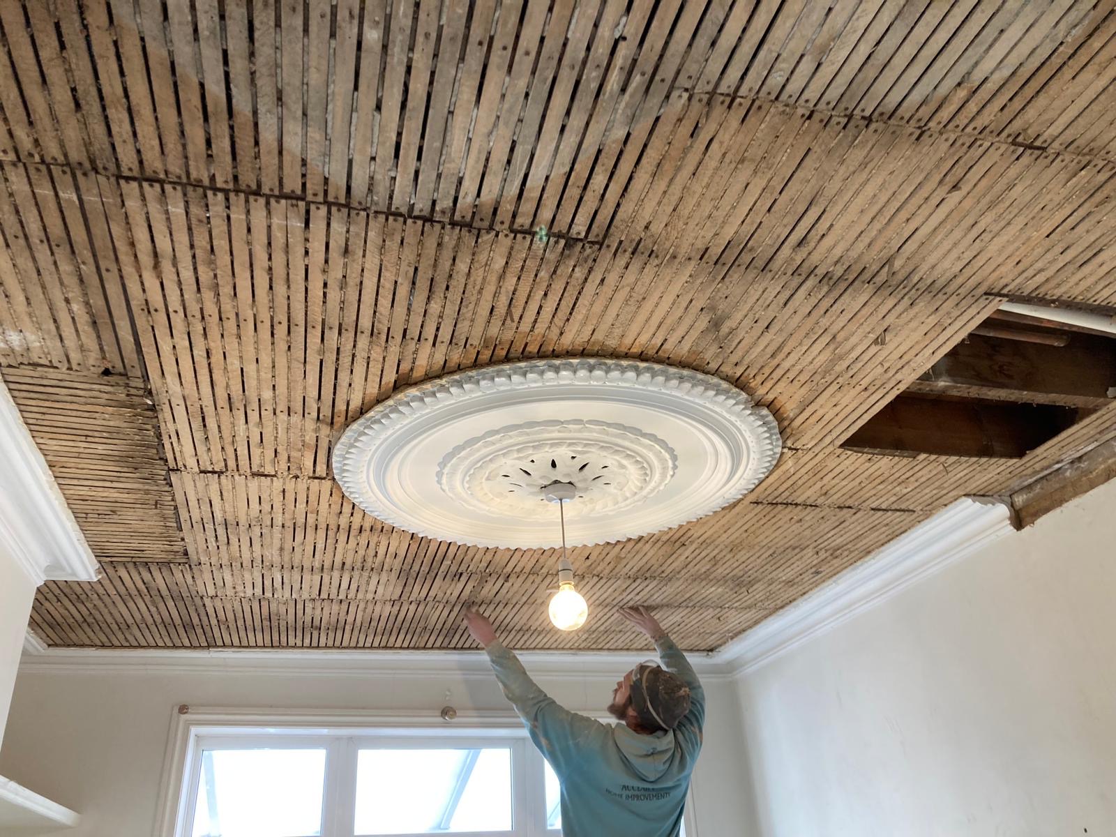Decorative ceiling restoration after work