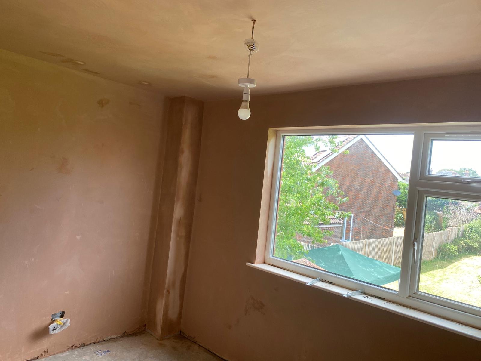 Room after plastering and finishing